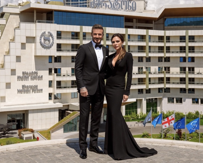 What connects David and Victoria Beckham to one of the 5★ hotels in Tbilisi?